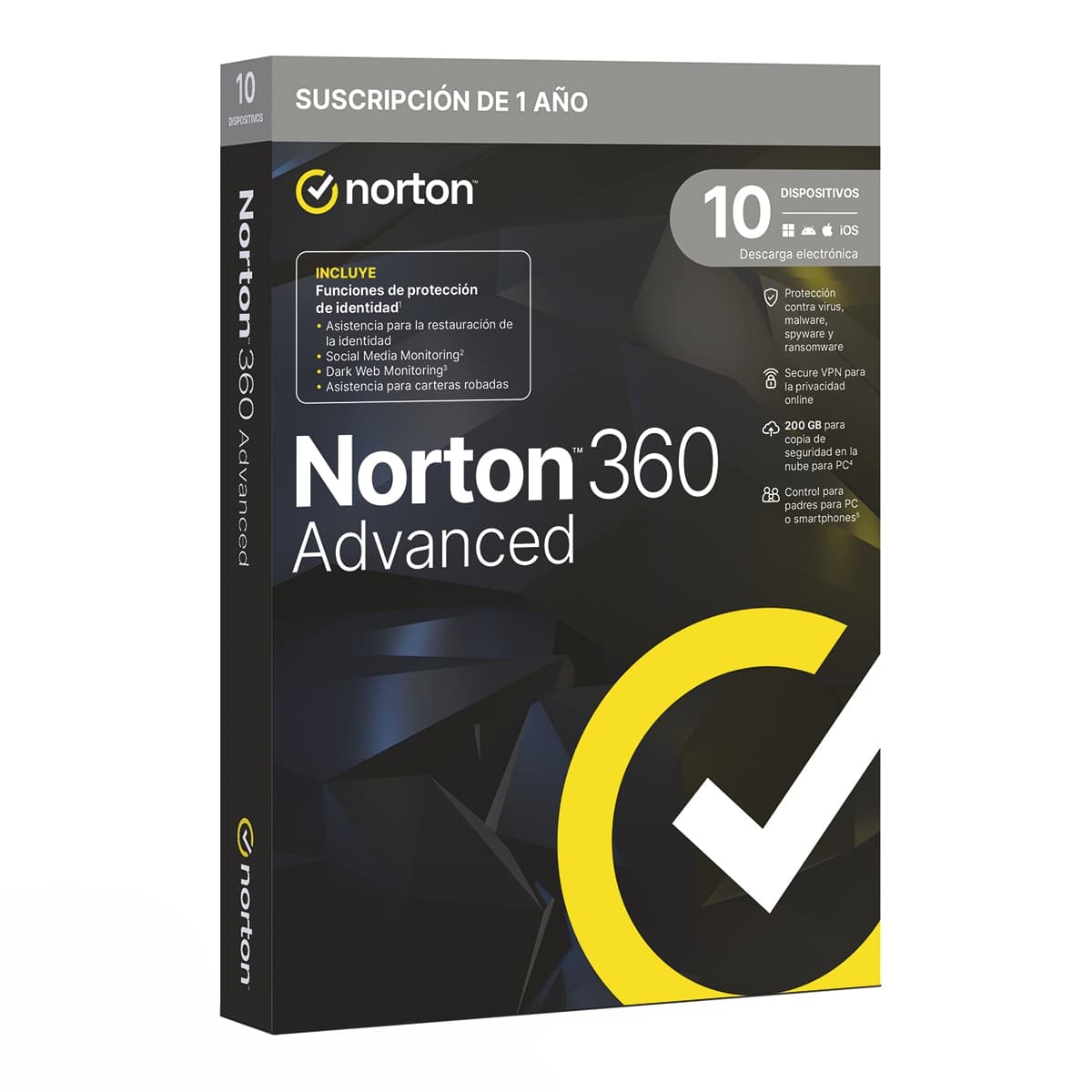 Norton - Norton 360 Advanced 2025 10 dispositivos - 1 año de suscripción.