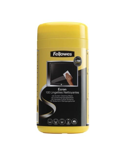 Fellowes - Dispensador Fellowes 100 toallitas limpiadoras para pantalla.