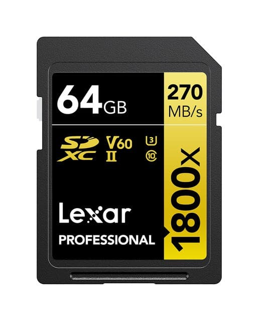 Lexar - Tarjeta de memoria Lexar Professional SDXC 64GB 1800x Serie GOLD.