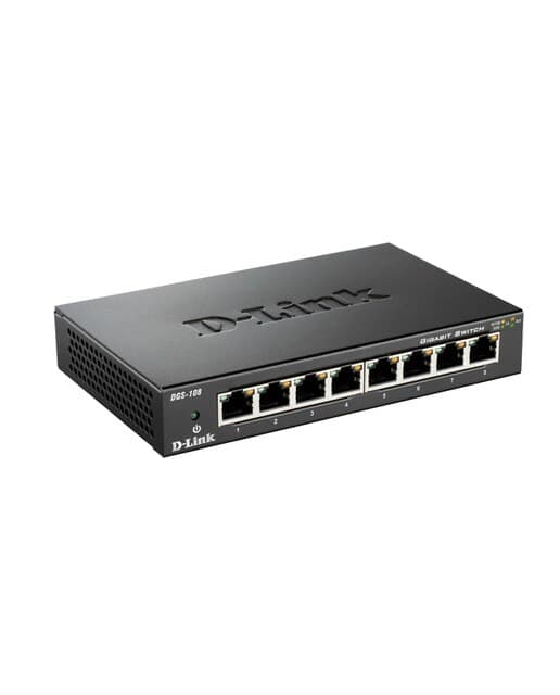 D-Link - Switch metálico D-Link DGS-108, 8 puertos Gigabit.