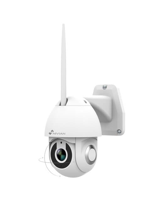 Nivian - Cámara Wi-Fi de exterior motorizada 2K Nivian NVS-IPC-0S2 con IA, blanco.
