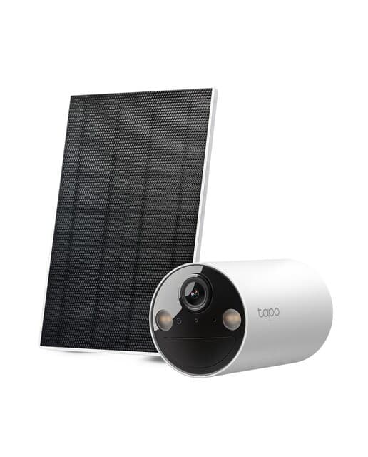 TAPO - Cámara de vigilancia con Panel Solar Tapo TC82 Kit, 2K QHD, Visión Nocturna a Color, Detección Inteligente IA, IP65.