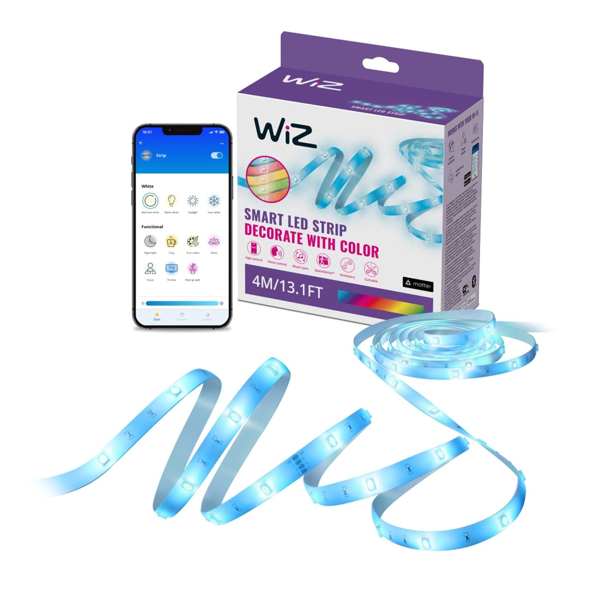 WiZ - Tira LED Inteligente WiZ RGB 4 metros, Wi-Fi.