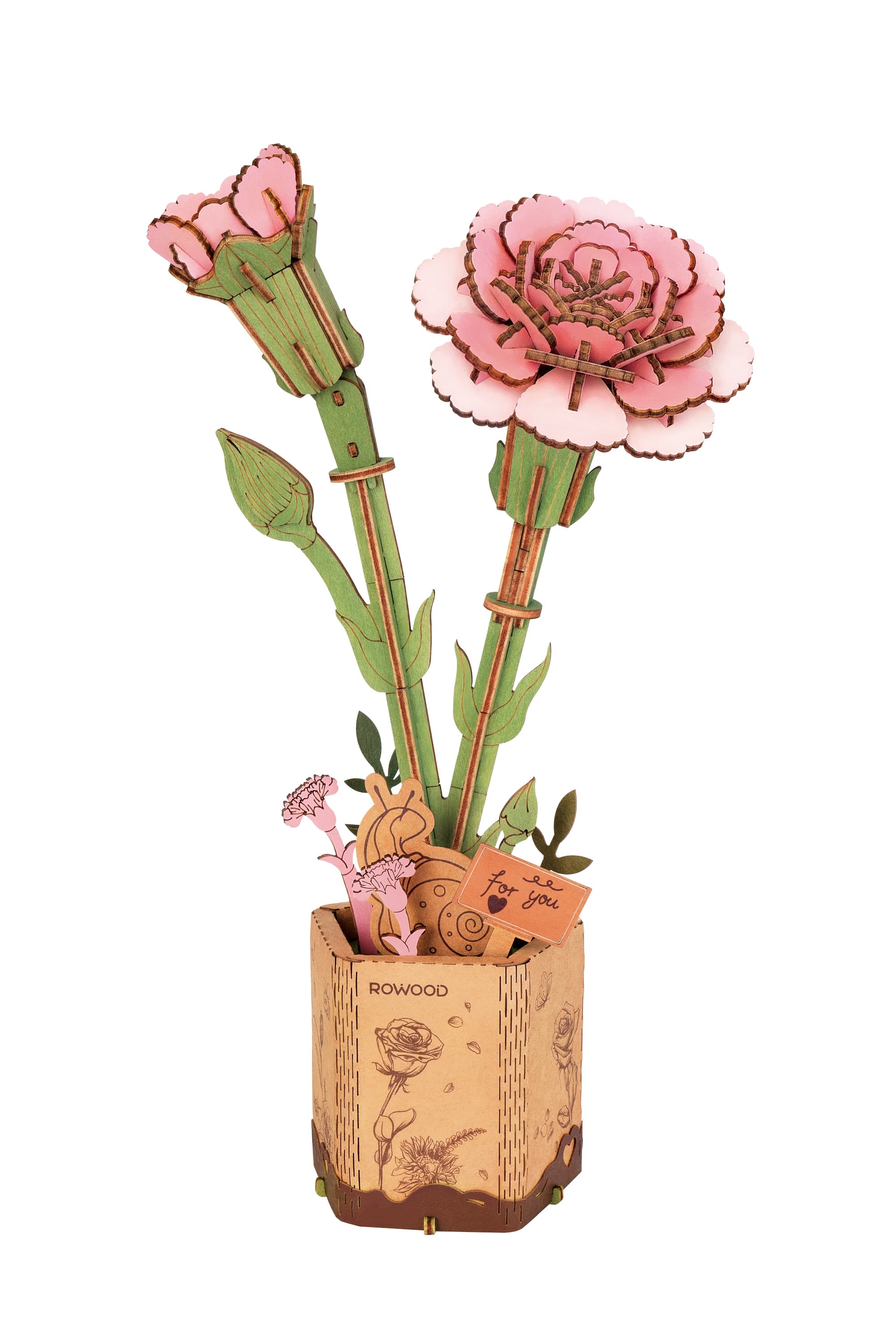 Robotime - Maqueta de madera Robotime Clavel Rosa.