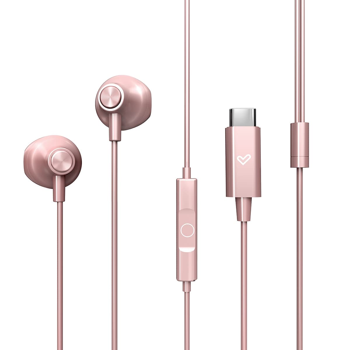 Energy Sistem - Auriculares de botón con cable Energy Sistem Easypods con micrófono incorporado, usb-c, rosa.