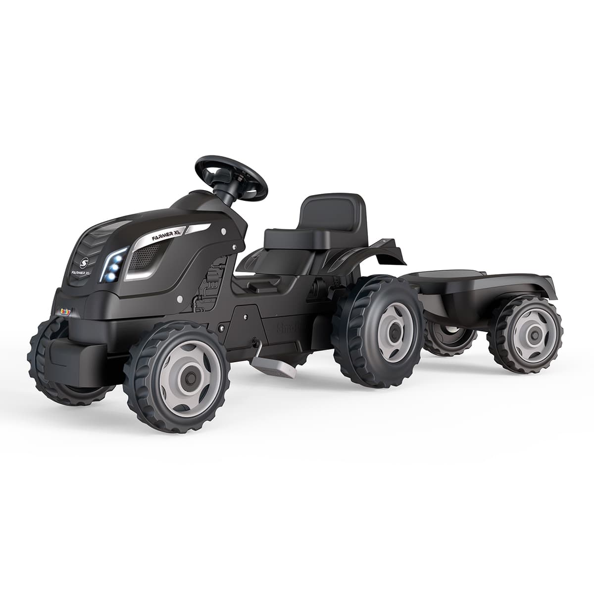Smoby - Tractor Farmer XL Negro con Remolque Smoby.
