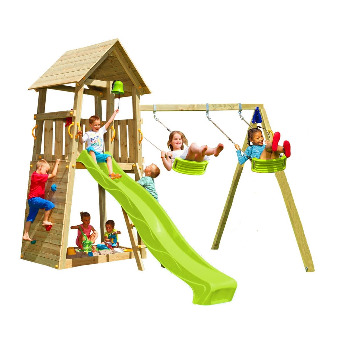 MASGAMES - Parque infantil belvedere con columpio doble Madera.