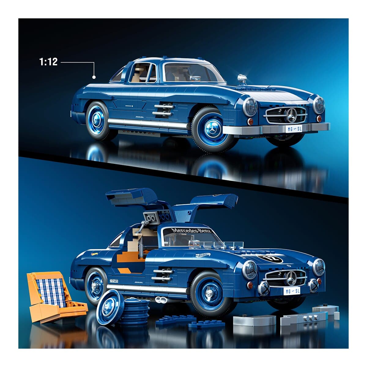 Coche de bloques de construcción Mercedes-Benz 300 SL Hot Wheels Mega - Image 3