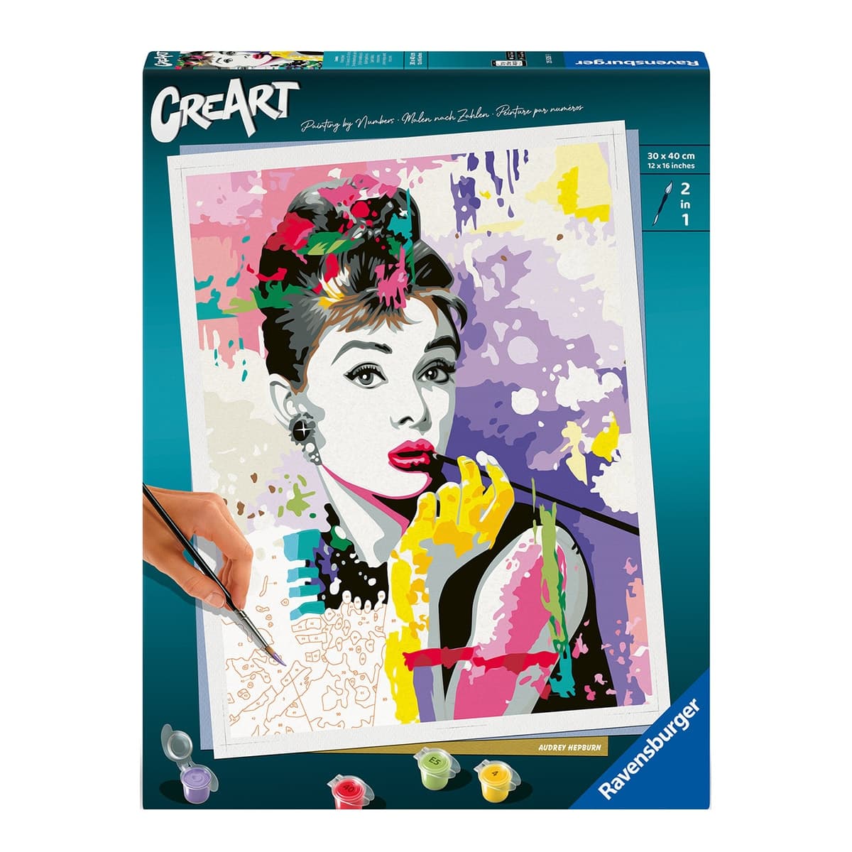 Ravensburger - Juego Pintar Por Números Para Adultos Creart Adultos Serie Premium B Audrey Hepburn Ravensburger.