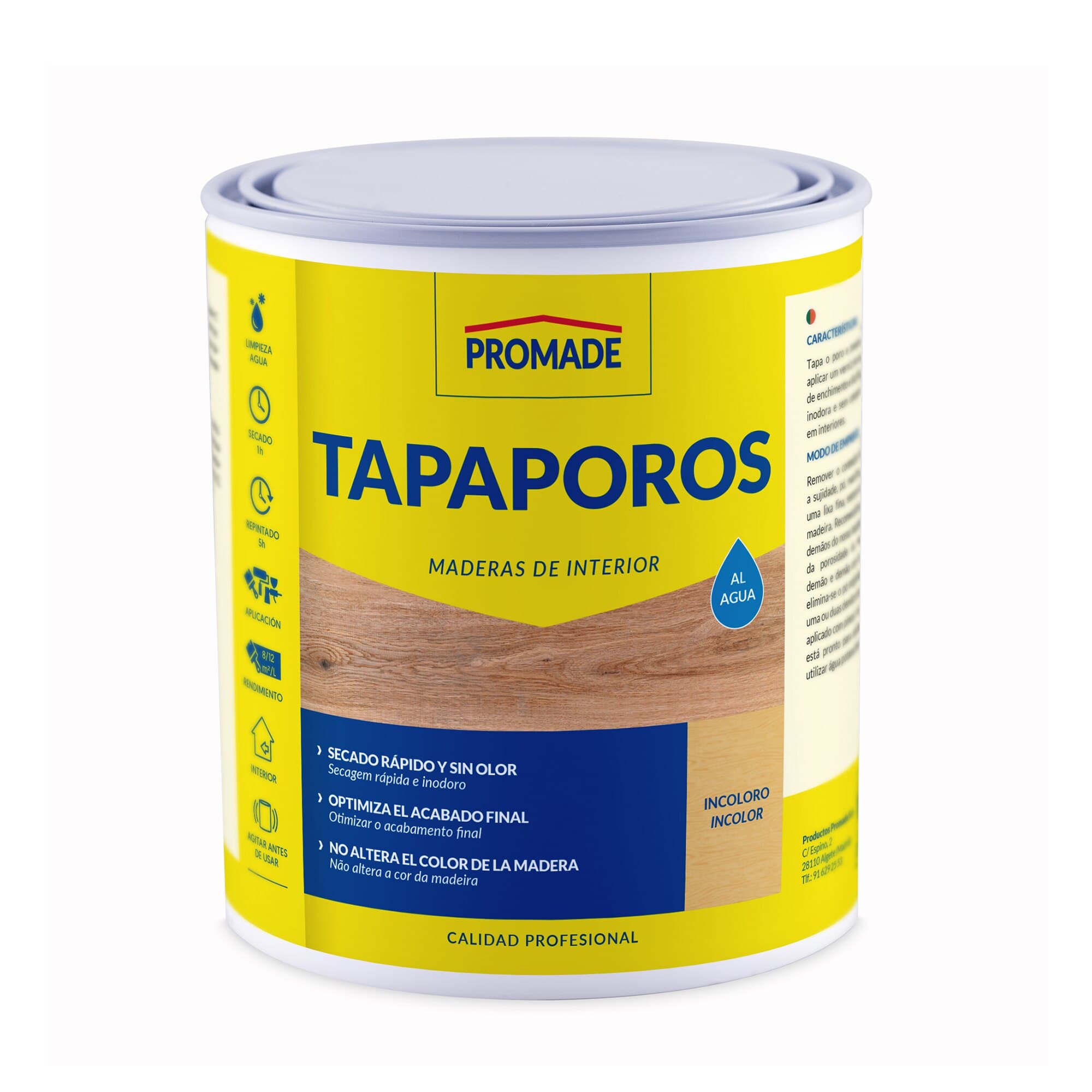 Promade - Tapaporos al Agua para Madera y Superficies Porosas.