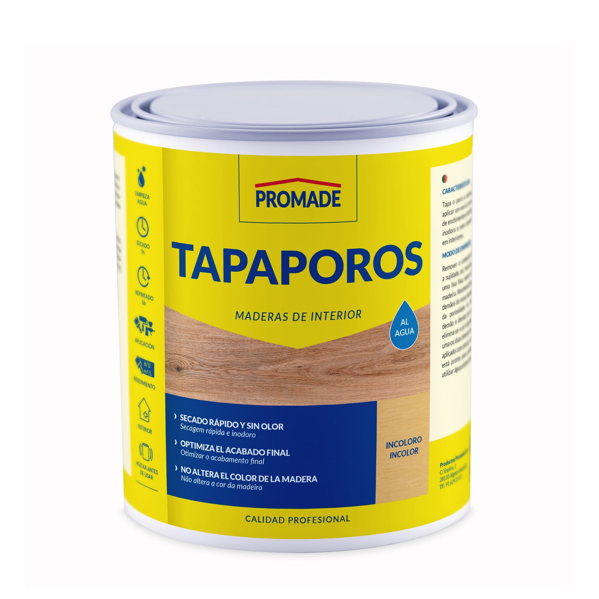 Promade - Tapaporos al Agua para Madera y Superficies Porosas.