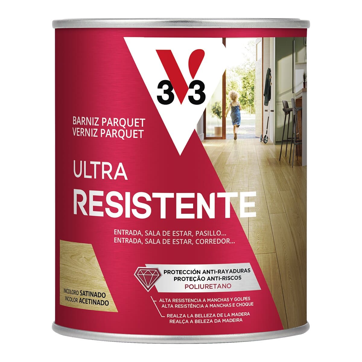 V33 - Barniz Parquet Ultra Resistente Brillante.