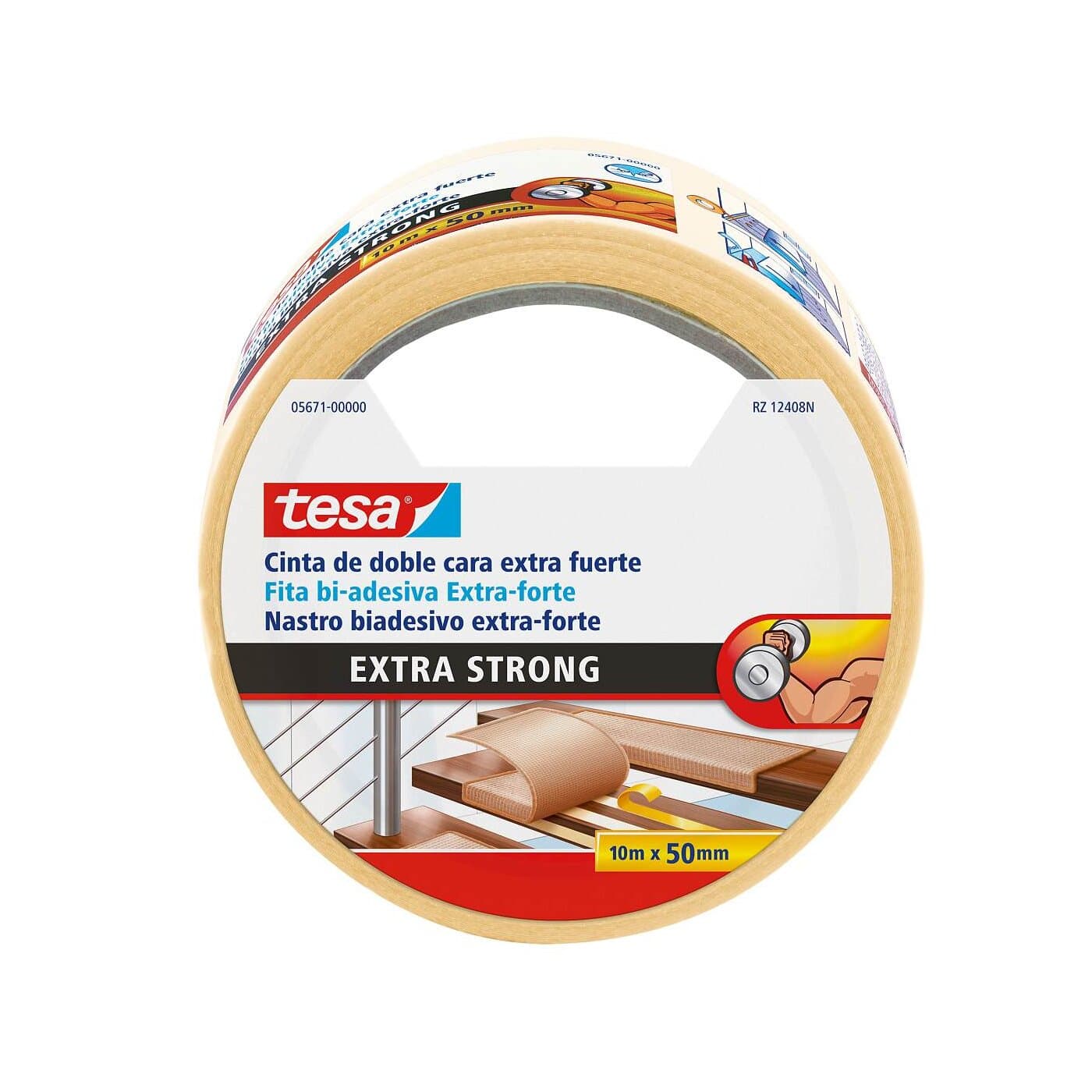 Tesa - Cinta Adhesiva Doble Cara Moquetas Extra Fuerte.