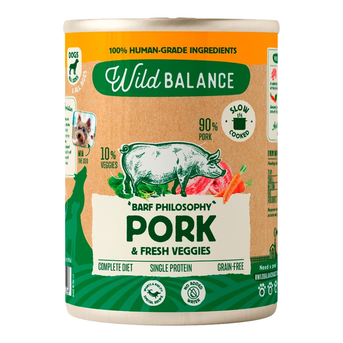 Wild Balance - Comida húmeda para perros Wild Balance barf cerdo y verduras frescas 400 g.