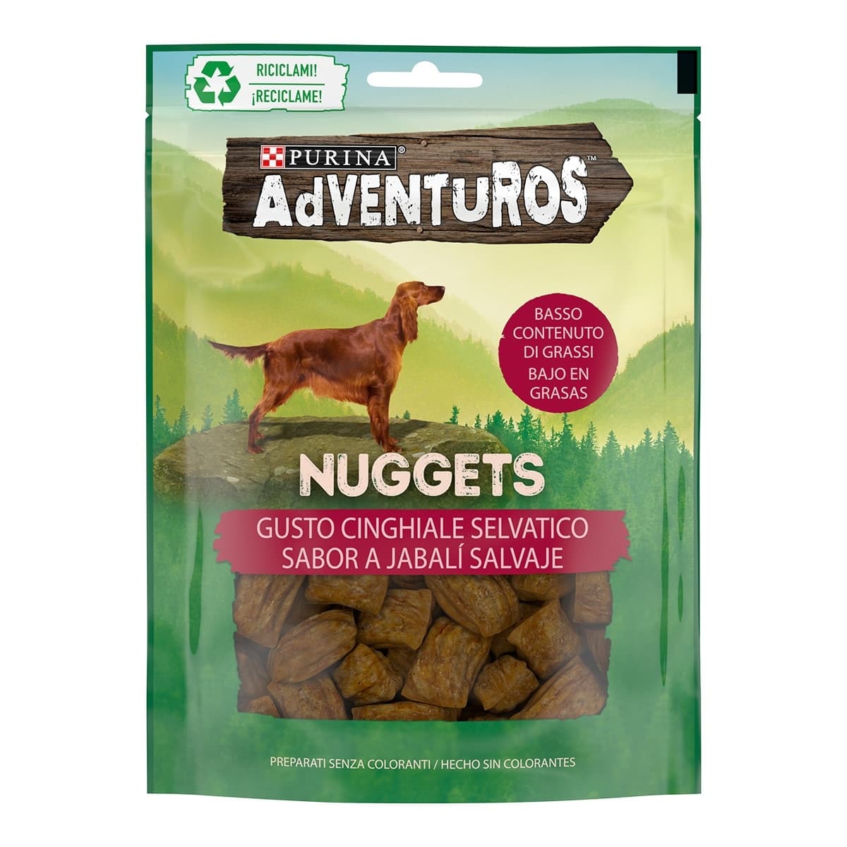 Purina Adventuros - Snack en forma de Nuggets para perros adultos Adventuros jabalí.