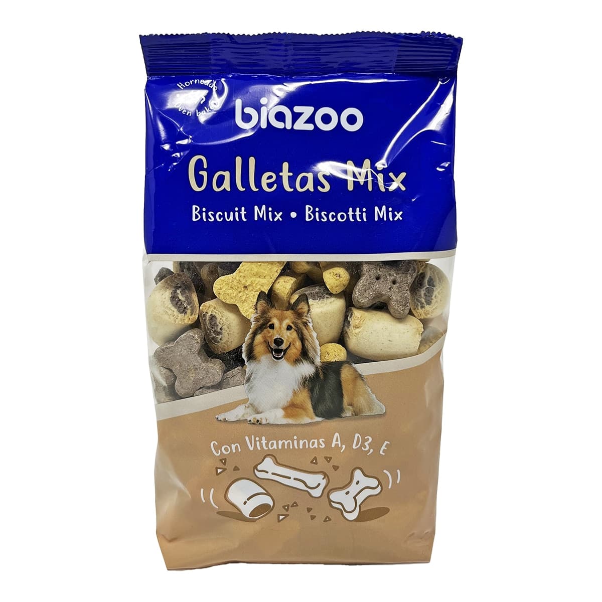 Biazoo - Snack para perros adultos Biazoo hueso vainillla y galleta con carne 500 g.
