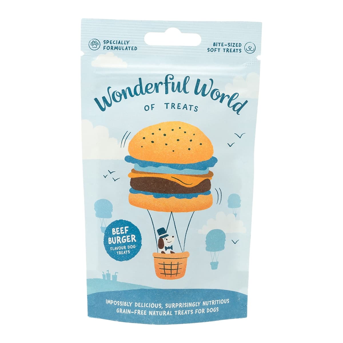 Wonderful World - Snack para perros adultos y sénior hamburguesa de ternera Wonderful World 50g.
