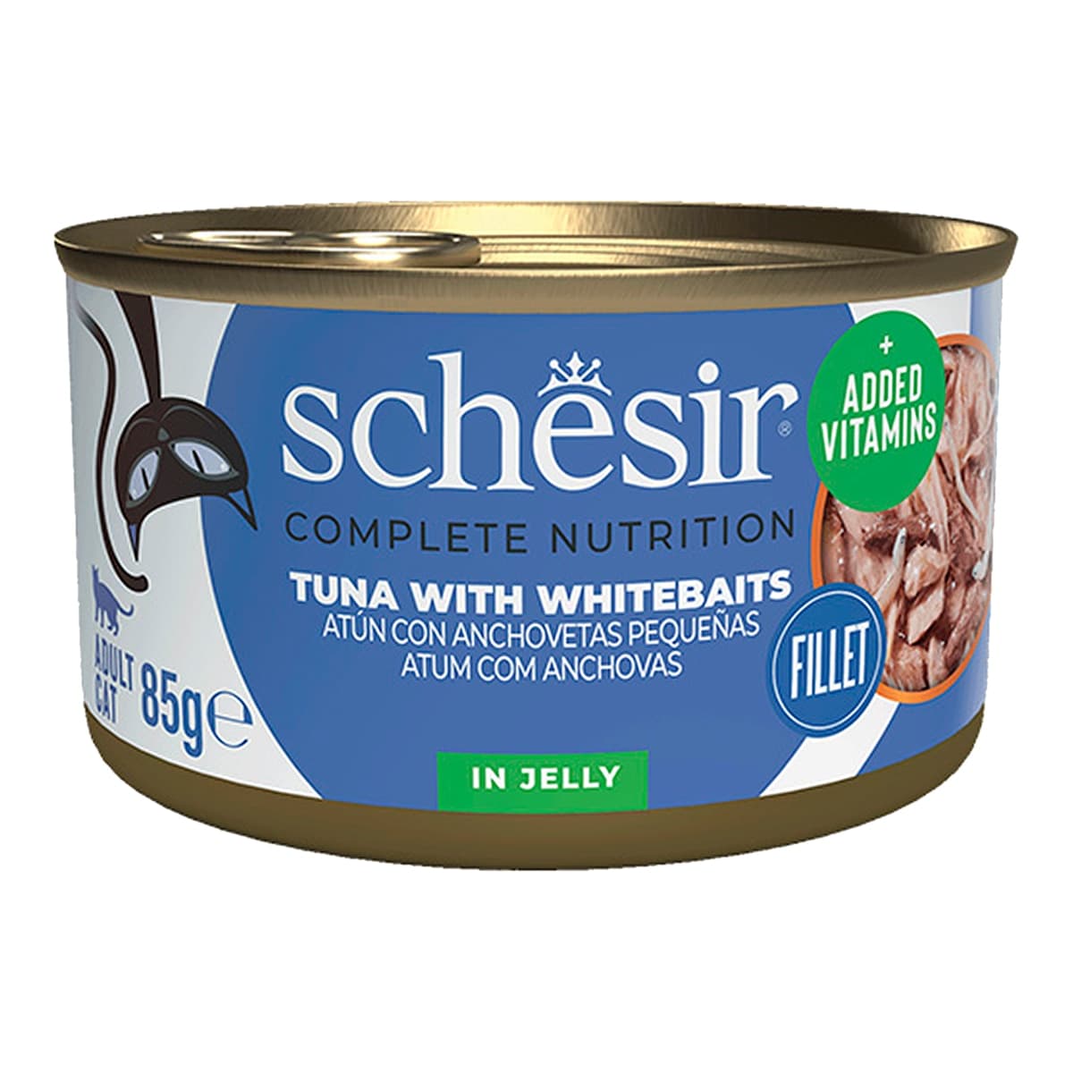 Schesir - Comida húmeda para gatos adultos Schesir atún con anchoetas 85 g.