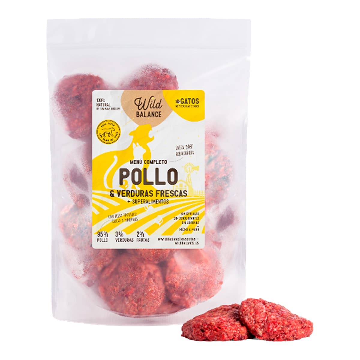 Wild Balance - Comida húmeda para gatos Wild Balance barf congelado pollo verduras 1 kg.