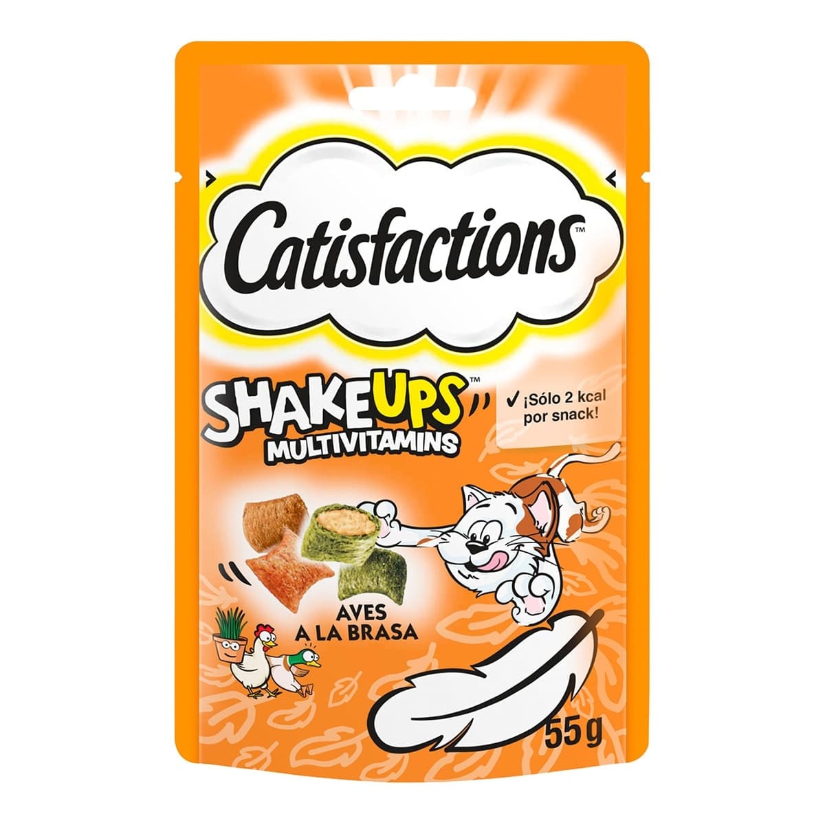 Catisfactions - Snack para gatos adultos Catisfactions Shake Ups multivitaminas aves a la brasa 55 g.