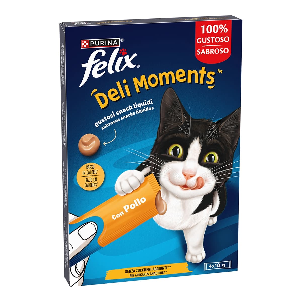 Felix - Snack líquido para gatos adultos y sénior Felix Delimoments pollo 4 x 10 g.