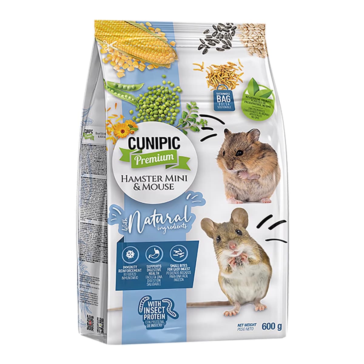 Cunipic - Pienso para hámsteres minis y ratones Cunipic Premium Natural 600 g.