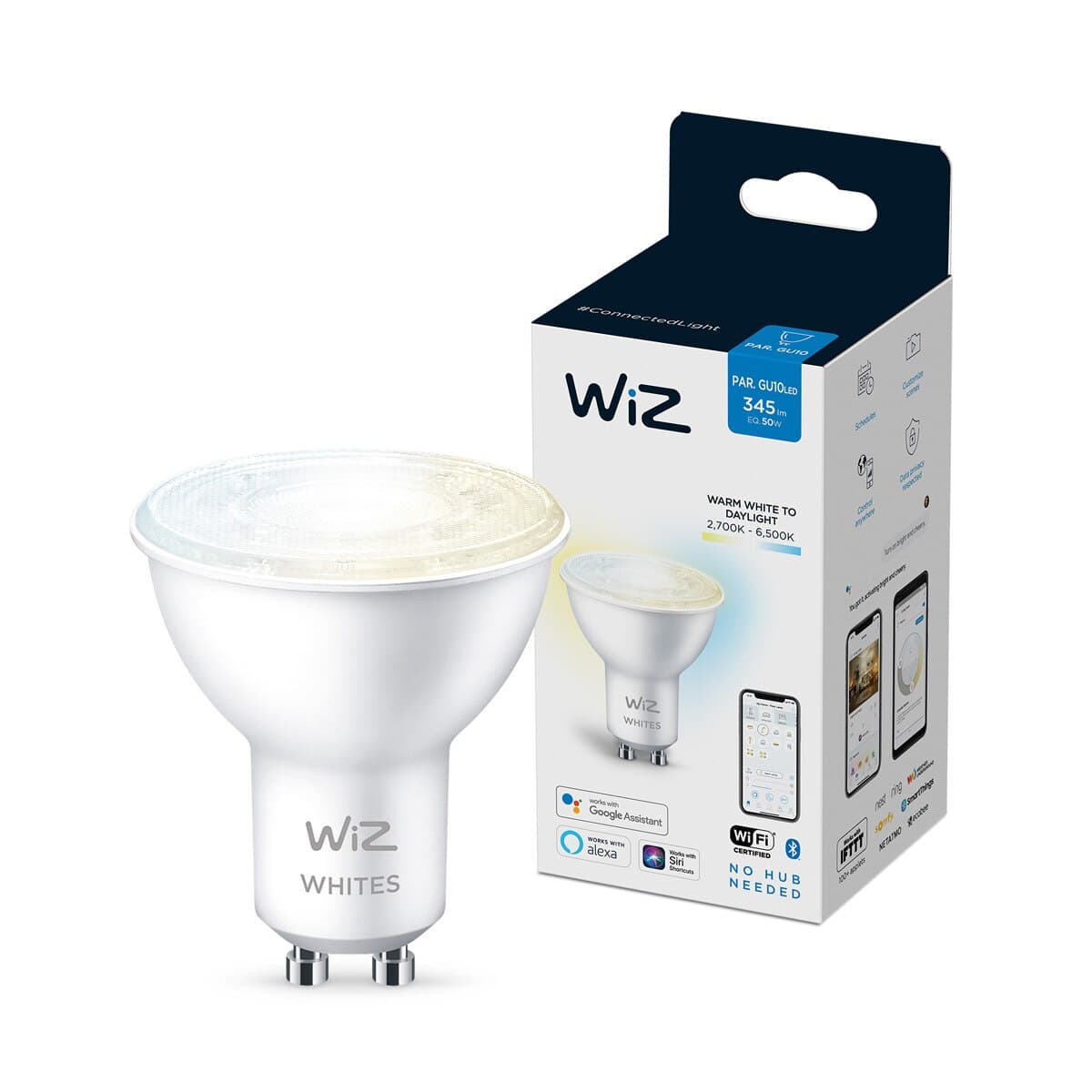 WiZ - Bombilla inteligente WiZ LED Regulable Blancos 50W GU10 WiFi y Bluetooth (Reacondicionado A estrenar).