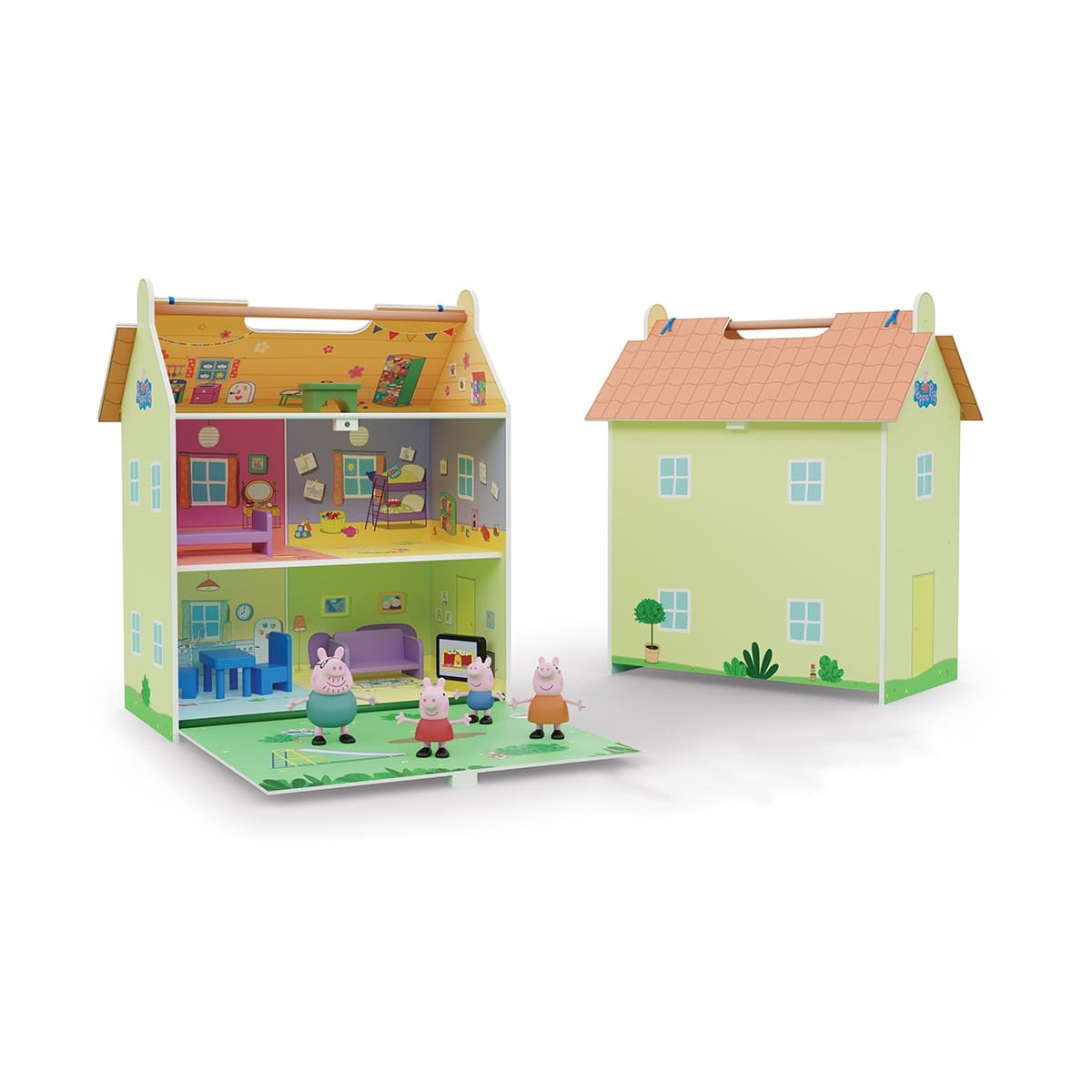 Deqube - Casa de madera portátil con 4 personajes Peppa Pig Deqube.