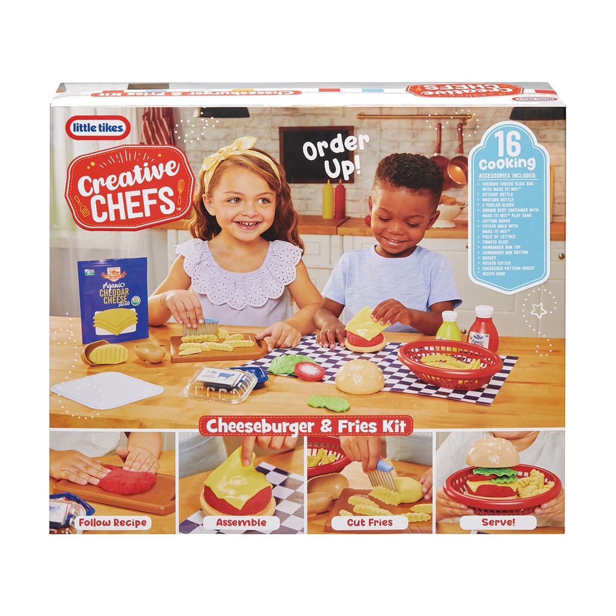 Little Tikes - Juego de cocina Cheeseburger and Fries Kit Playset Creative Chefs.