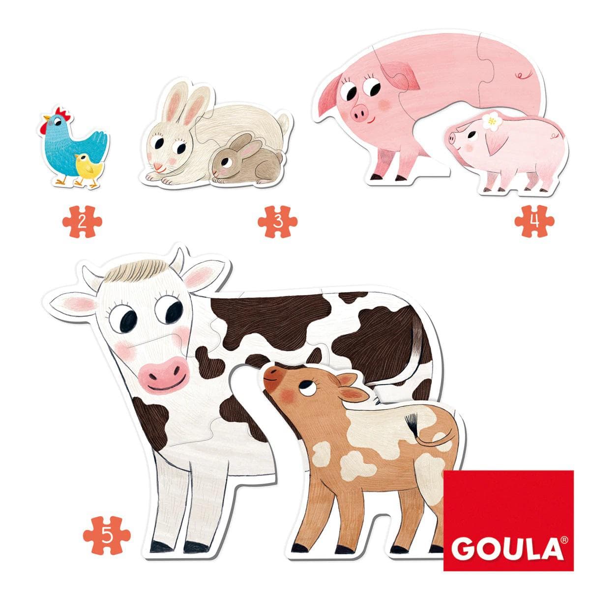 Juguete de Madera Puzzle XXL mamás y bebés Goula - Image 4