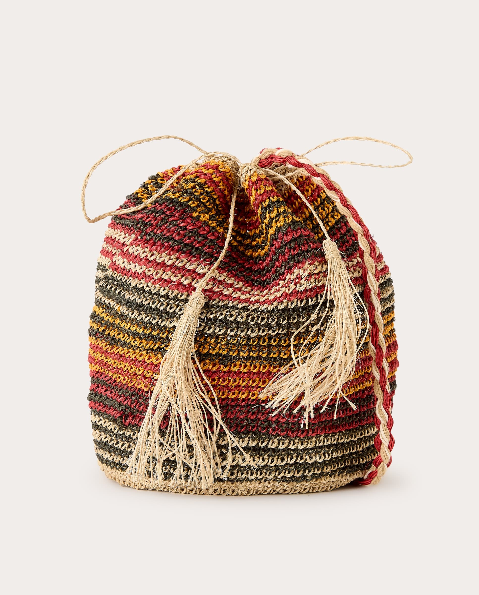 ALIUD - Bolso de rafia estampado rayas.
