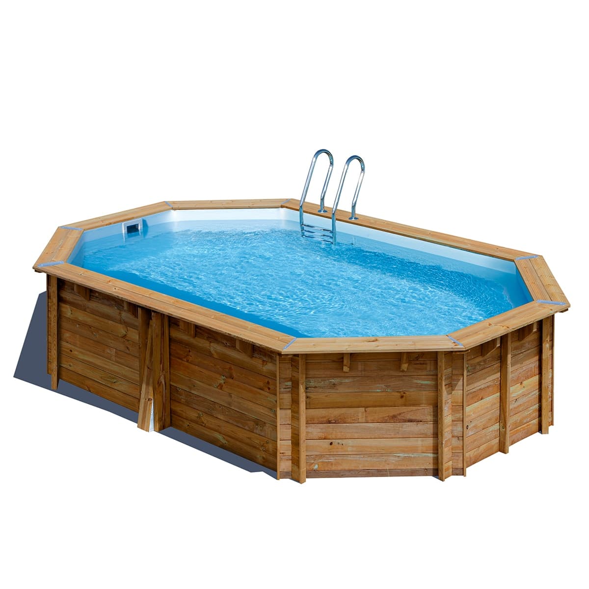 Gre - Piscina madera ovalada 620x395x136cm.