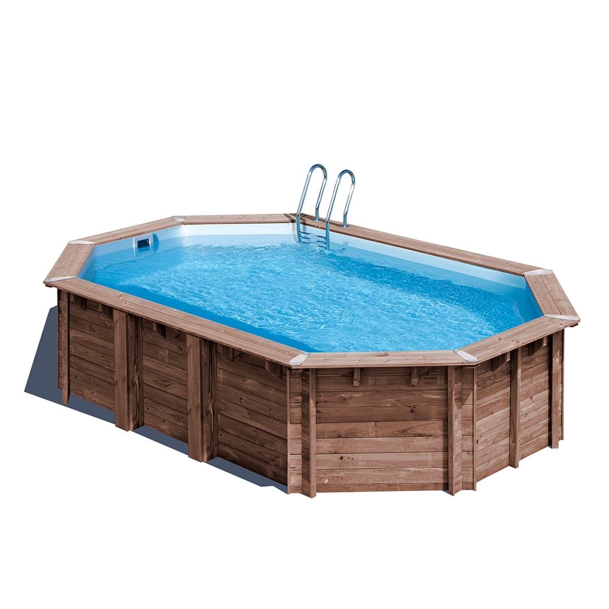 Gre - Piscina madera ovalada 632x335x130cm.