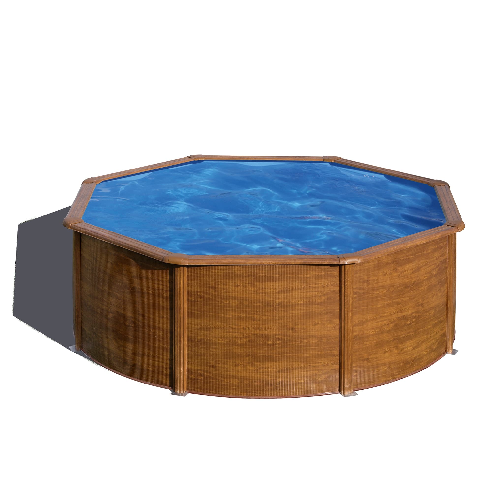 Gre - Piscina acero redonda imitación madera 300 x 120 cm.