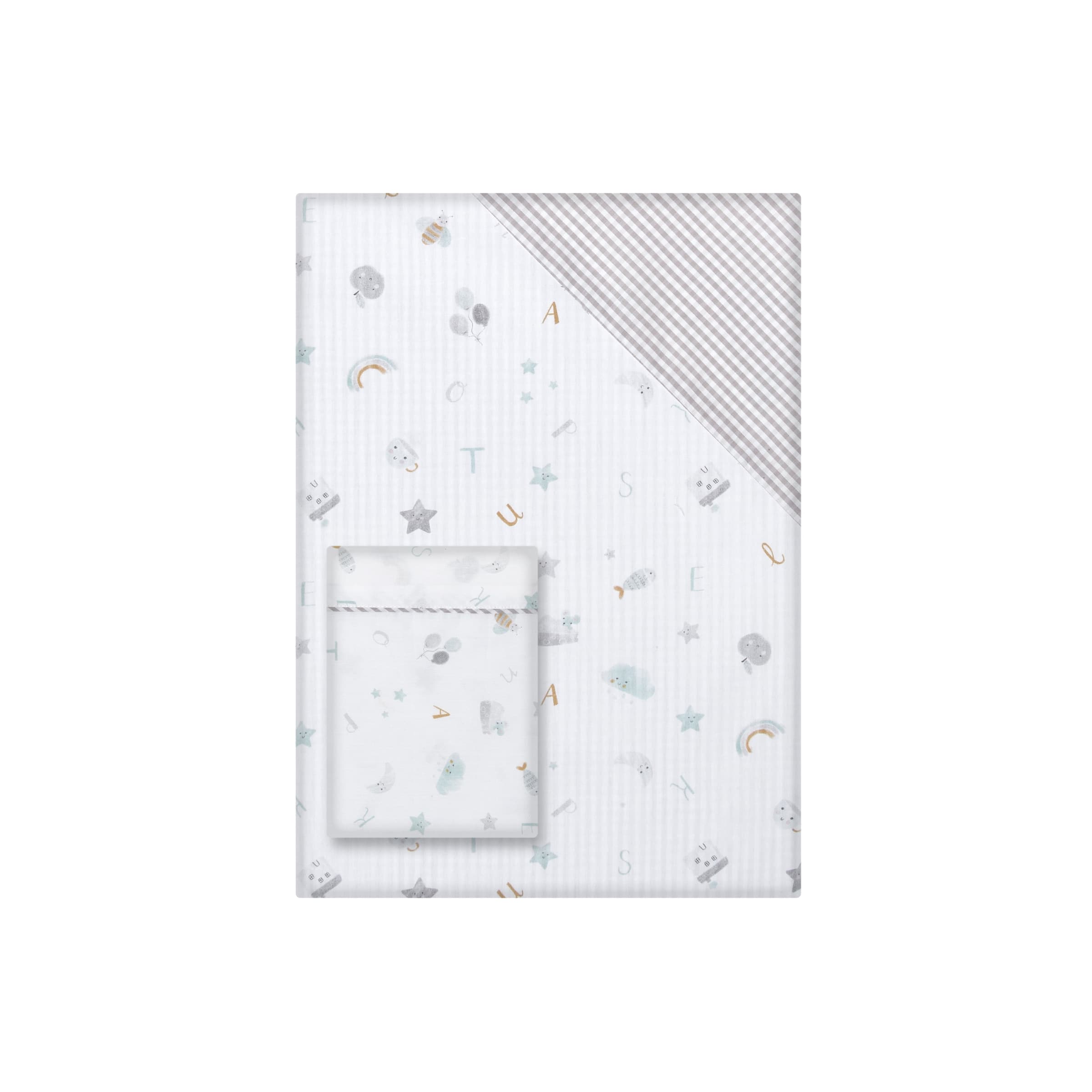 Cotton Juice Baby Home - Funda Nórdica reversible Cotton Juice Baby Home Abecedario gris (disponible en varias medidas).
