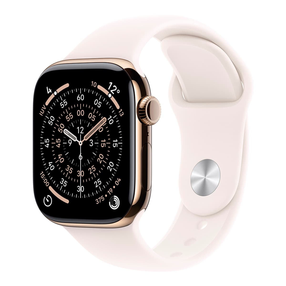 Apple - Apple Watch Series 11 GPS + Cellular 42mm Titanio oro con Correa Deportiva Rosa Rubor (M-L).