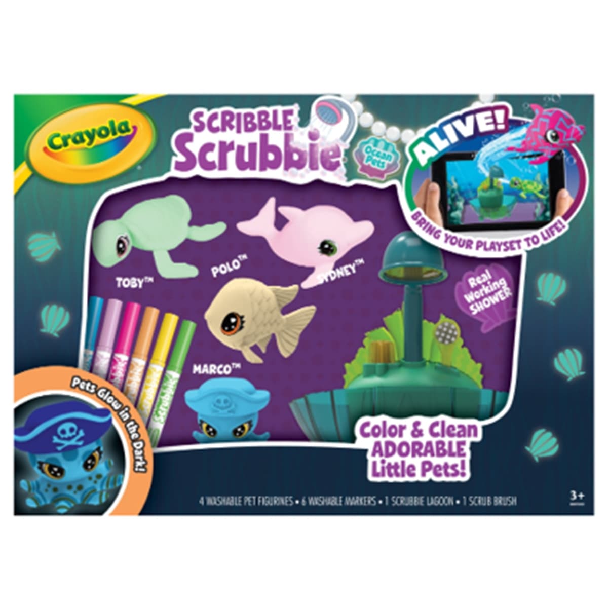 Crayola - Set Laguna 4 Mascotas Glow in the Dark.