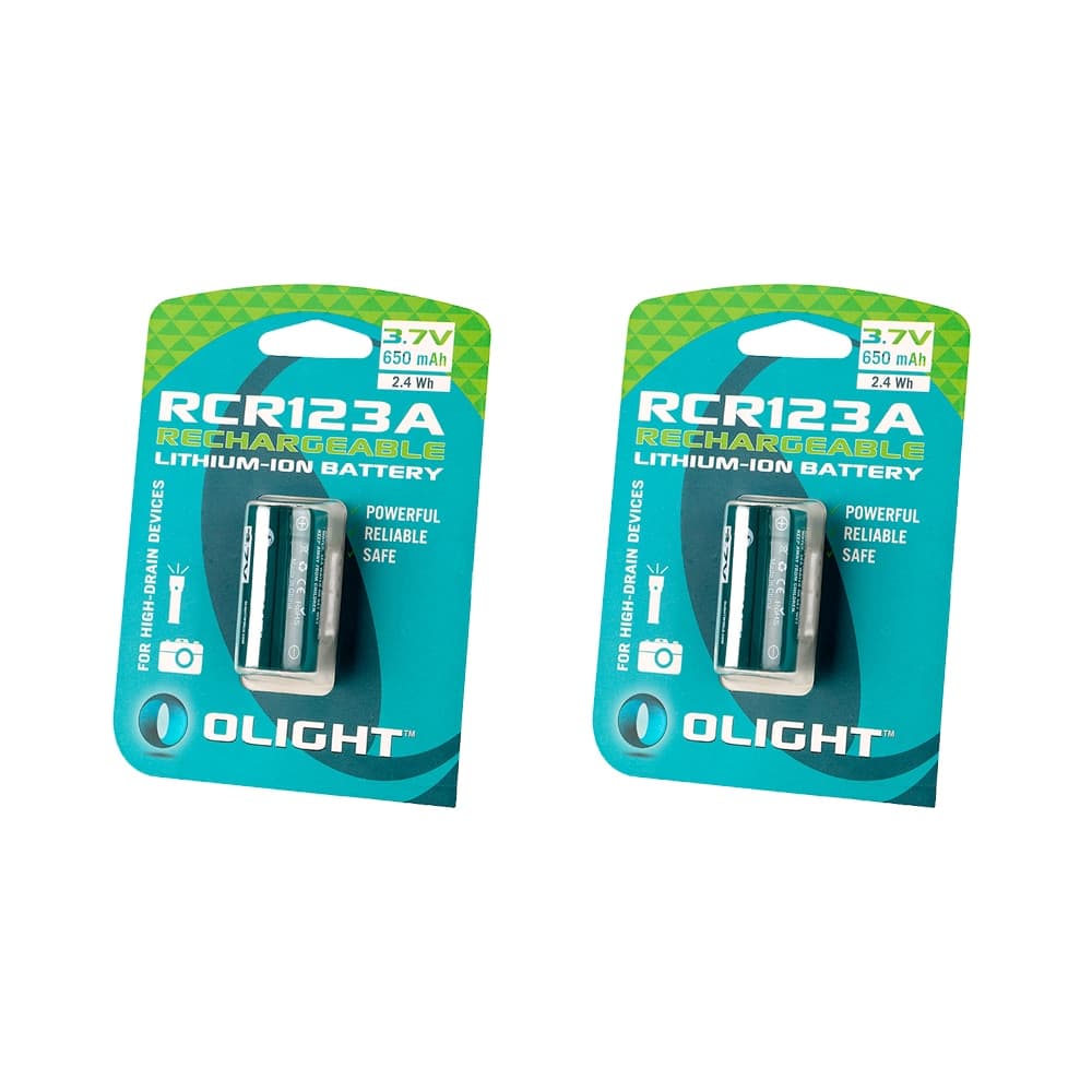Olight - Pack 2 pilas recargable RCR123 3,7 V 650 mAh Olight.