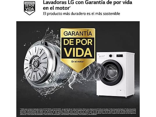 Lavadora carga frontal - LG F4X1009NWK, 9 kg, 1400 rpm, 10 programas, AI Direct Drive™, ThinQ™, Blanco Marfil - Image 5
