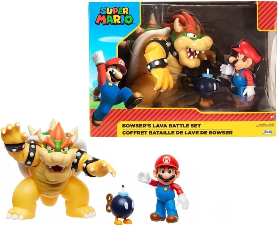 Disney Super Mario - Bataille avec Bowser - Licence Officielle - Coffret Pont Dynamique & Figurine - Son & Lumière - Lave Rougeoyante - Immersion Jeu - Dès 3 Ans - Image 1