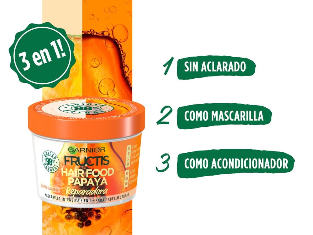 Garnier    

            Fructis Hair Food Mascarilla Cabello 3 en 1 Papaya - Image 3