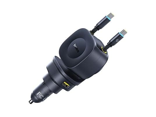 Cargador coche - Baseus PrimeTrip VR2 Max, Universal, Tipo C y USB, Sistema retráctil magnético, Carga rápida multidispositivo, Giro 450º, 100W, Negro - Image 2
