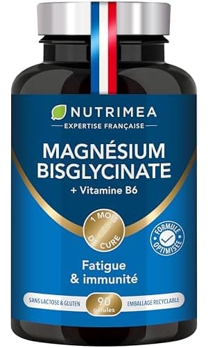 Magnésium Bisglycinate + Vitamine B6 - Sommeil, Stress, Fatigue - Absorption Maximale & Assimilation Facilitée - 90 Gélules Vegan - Nutrimea - Fabriqué en France - Image 3