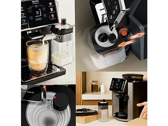 Cafetera superautomática - Krups Sensation Milk EA912B, 15 bar, 1450 W, 1.7 L, 6 modos, 2 tazas, Depósito de leche 0.3 L, Táctil, Gris - Image 5