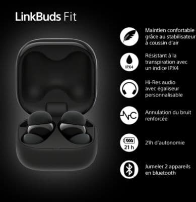Ecouteurs SONY Linkbuds Fit Noir - Image 3