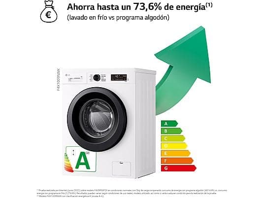 Lavadora carga frontal - LG F4X1009NWK, 9 kg, 1400 rpm, 10 programas, AI Direct Drive™, ThinQ™, Blanco Marfil - Image 4