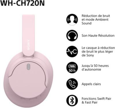 Casque SONY WH-CH720N Rose - Image 2