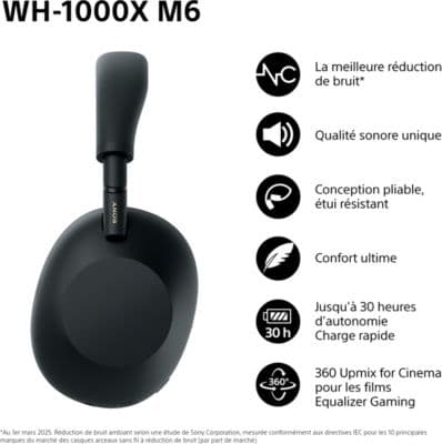 Casque SONY WH-1000XM6 IA Noir - Image 2