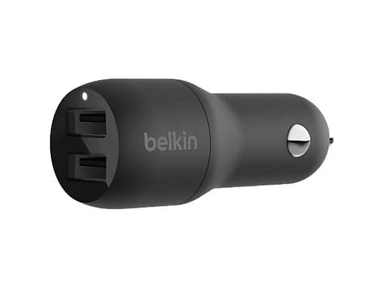 Cargador USB para coche - Belkin CCB001btBK, Dispositivos con carga USB-A, Doble puerto, 24W con 12 vatios por puerto, Negro - Image 2