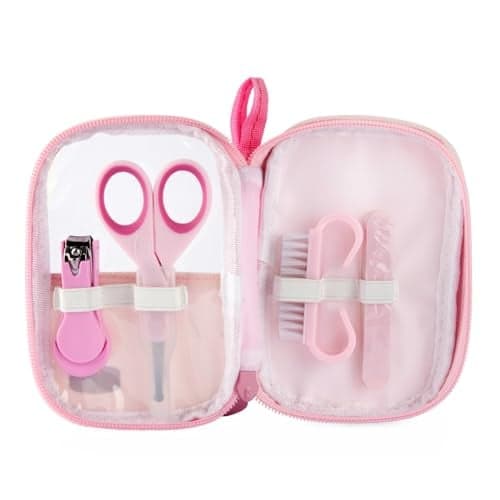 Chicco Set Manucure pour Bébé Fille, Avec Ciseaux, Lime en Carton, Coupe-ongles, Brosse à Ongles, Idée Cadeau pour Bébé Fille, Rose, 0 Mois+ - Image 5